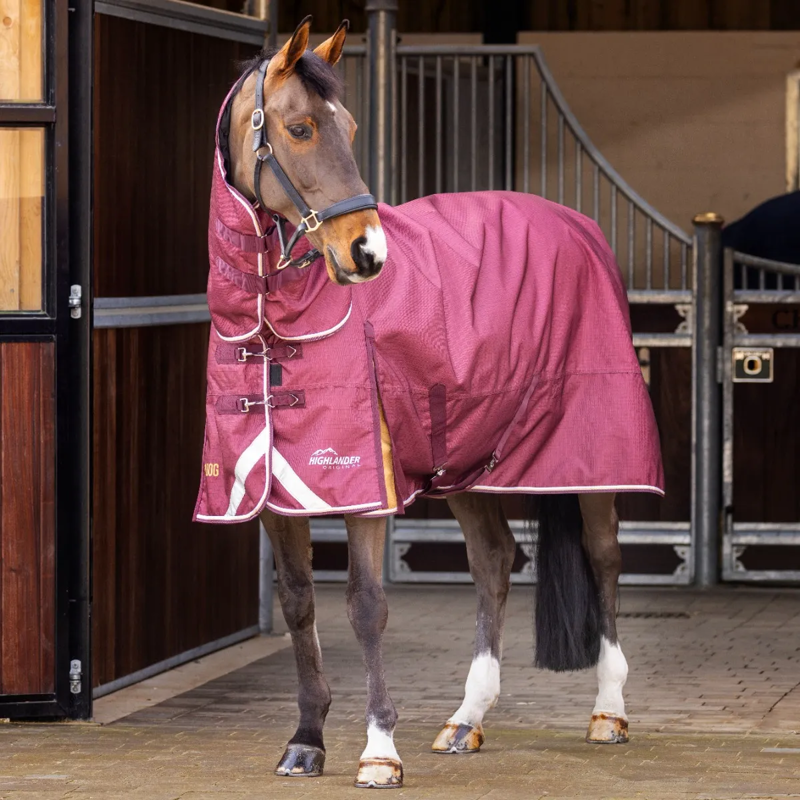 Shires Highlander Plus 100 Combo Turnout Rug - Maroon-1